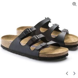 Birkenstock soft footbed Three-Strap Sandals in Black and Brown